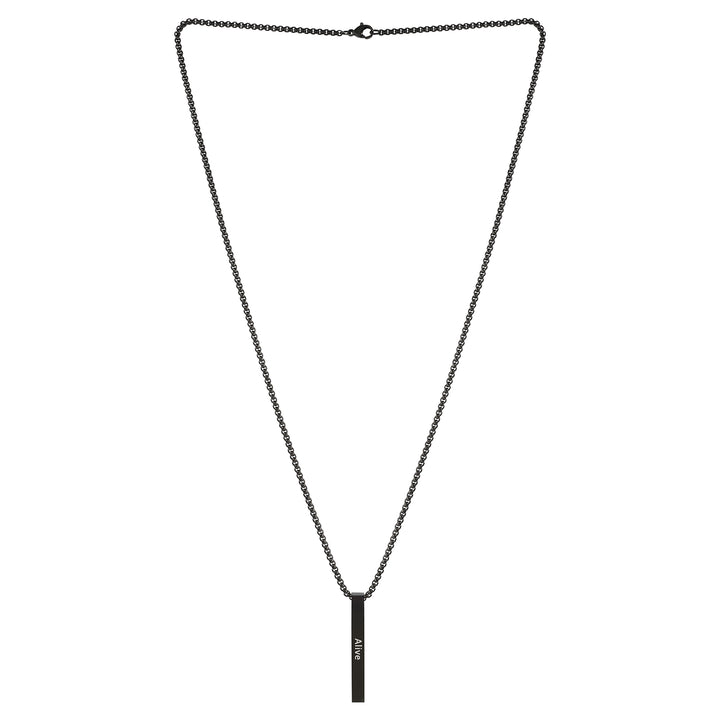 Alive Black Men's Bar Mantra Necklace