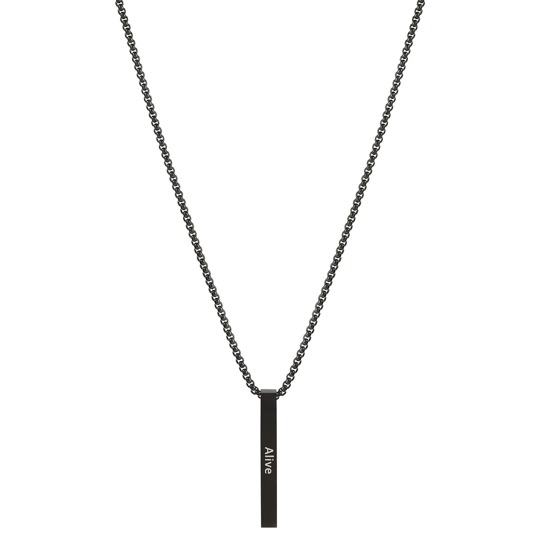 Alive Black Men's Bar Mantra Necklace