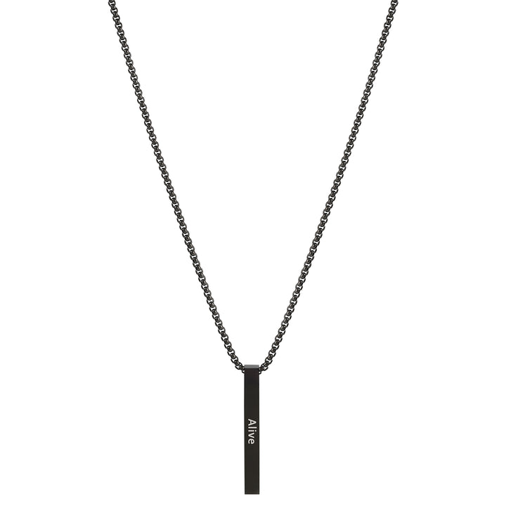 Alive Black Men's Bar Mantra Necklace
