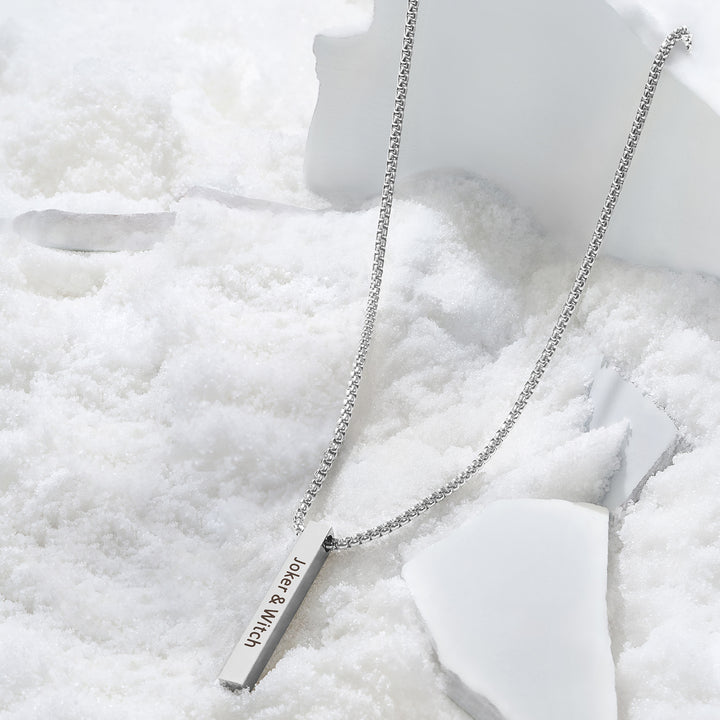 Joker & Witch Silver Men's Bar Mantra Necklace