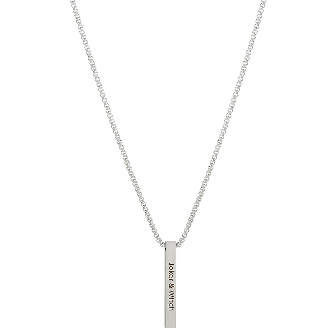Joker & Witch Silver Men's Bar Mantra Necklace