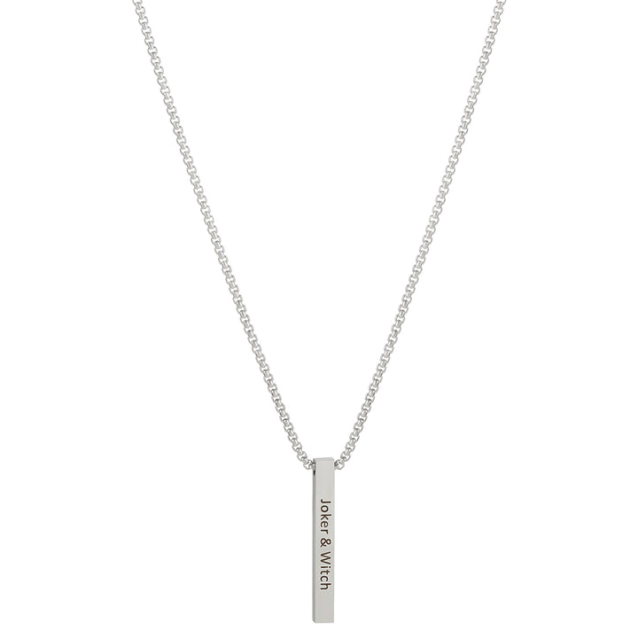 Joker & Witch Silver Men's Bar Mantra Necklace