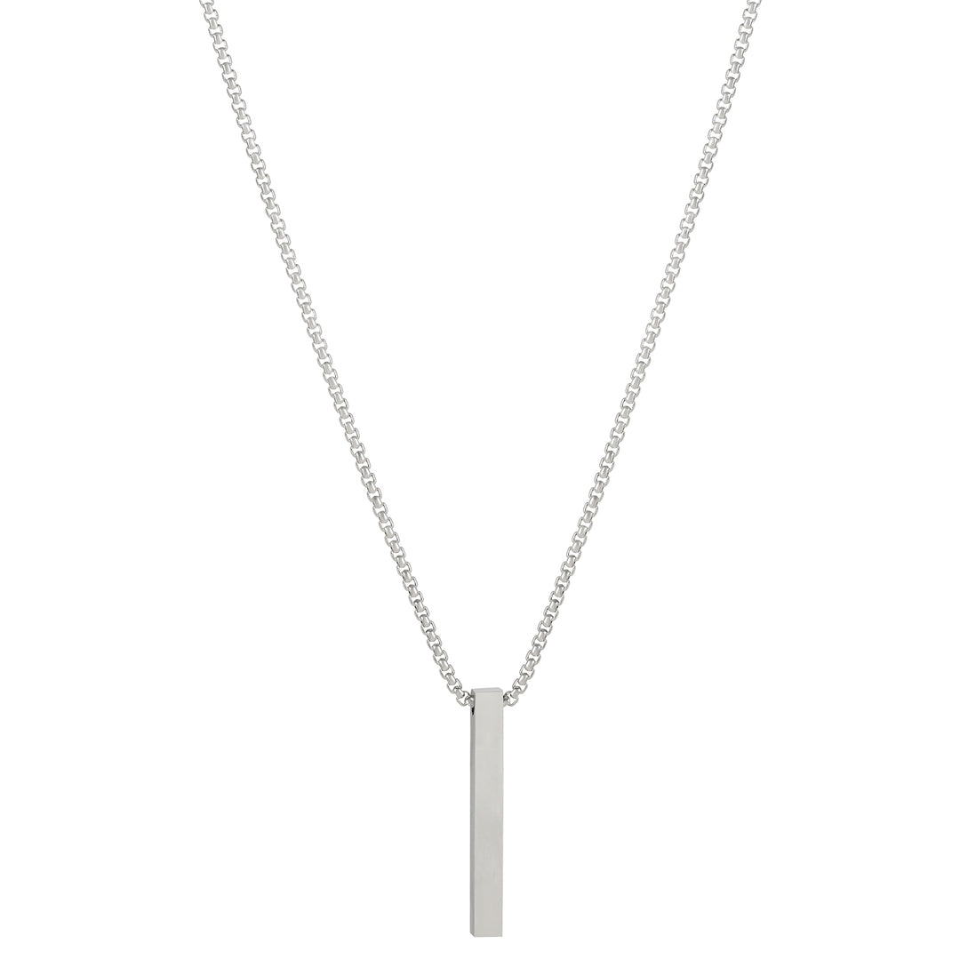 Minimal Silver Men's Bar Mantra Necklace