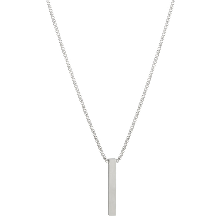Minimal Silver Men's Bar Mantra Necklace