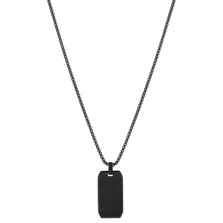 Minimal Black Men's Square Tag Mantra Necklace