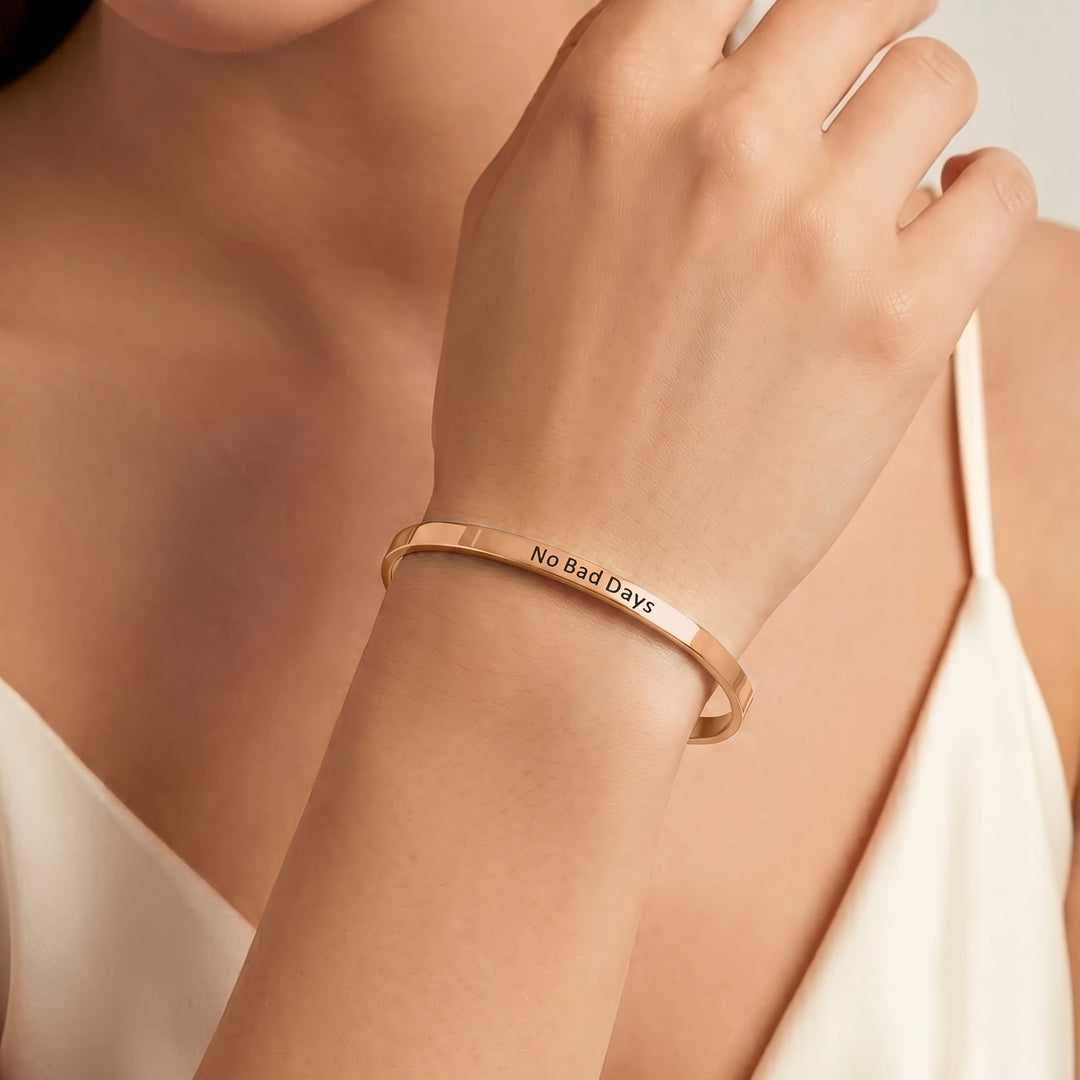 No Bad Days Rose Gold Mantra Band