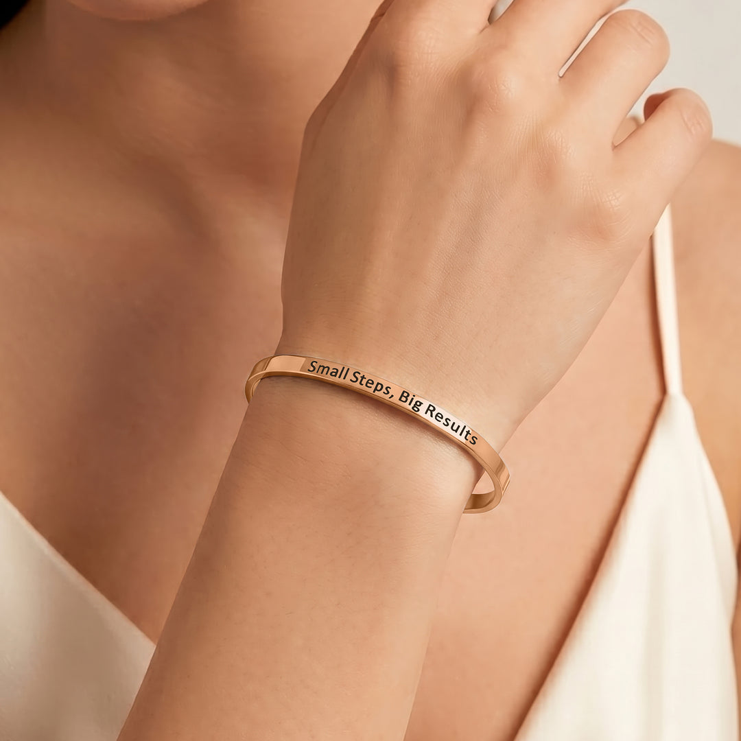 Small Steps, Big Results Rose Gold Mantra Band