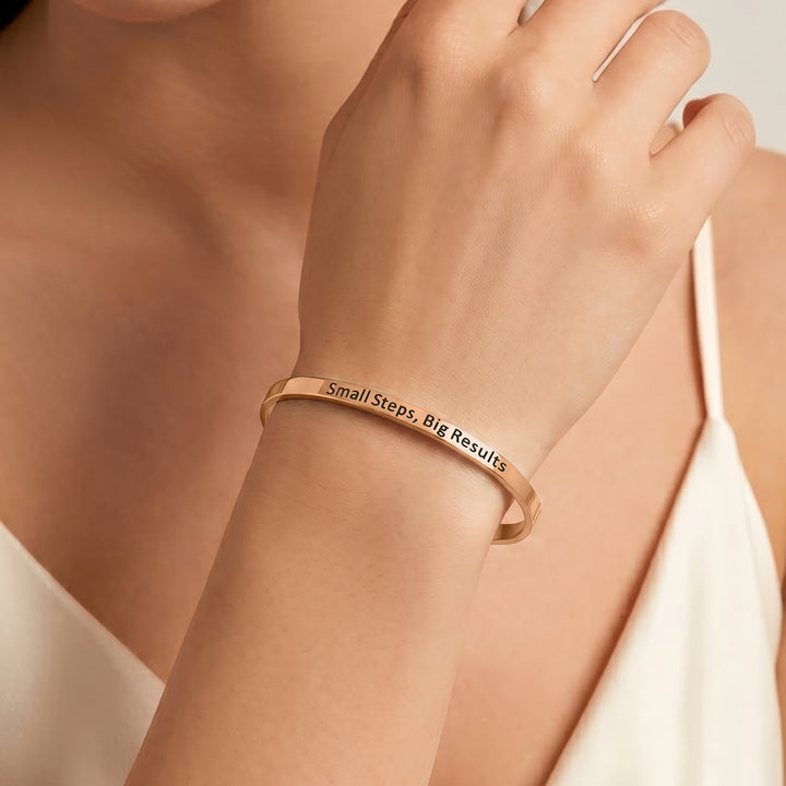 Small Steps, Big Results Rose Gold Mantra Band