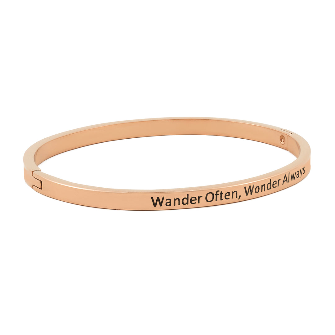 Wander Often, Wonder Always Rose Gold Mantra Band