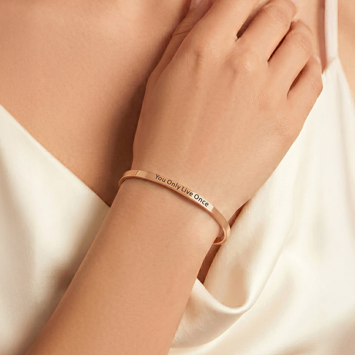 You Only Live Once Rose Gold Mantra Band