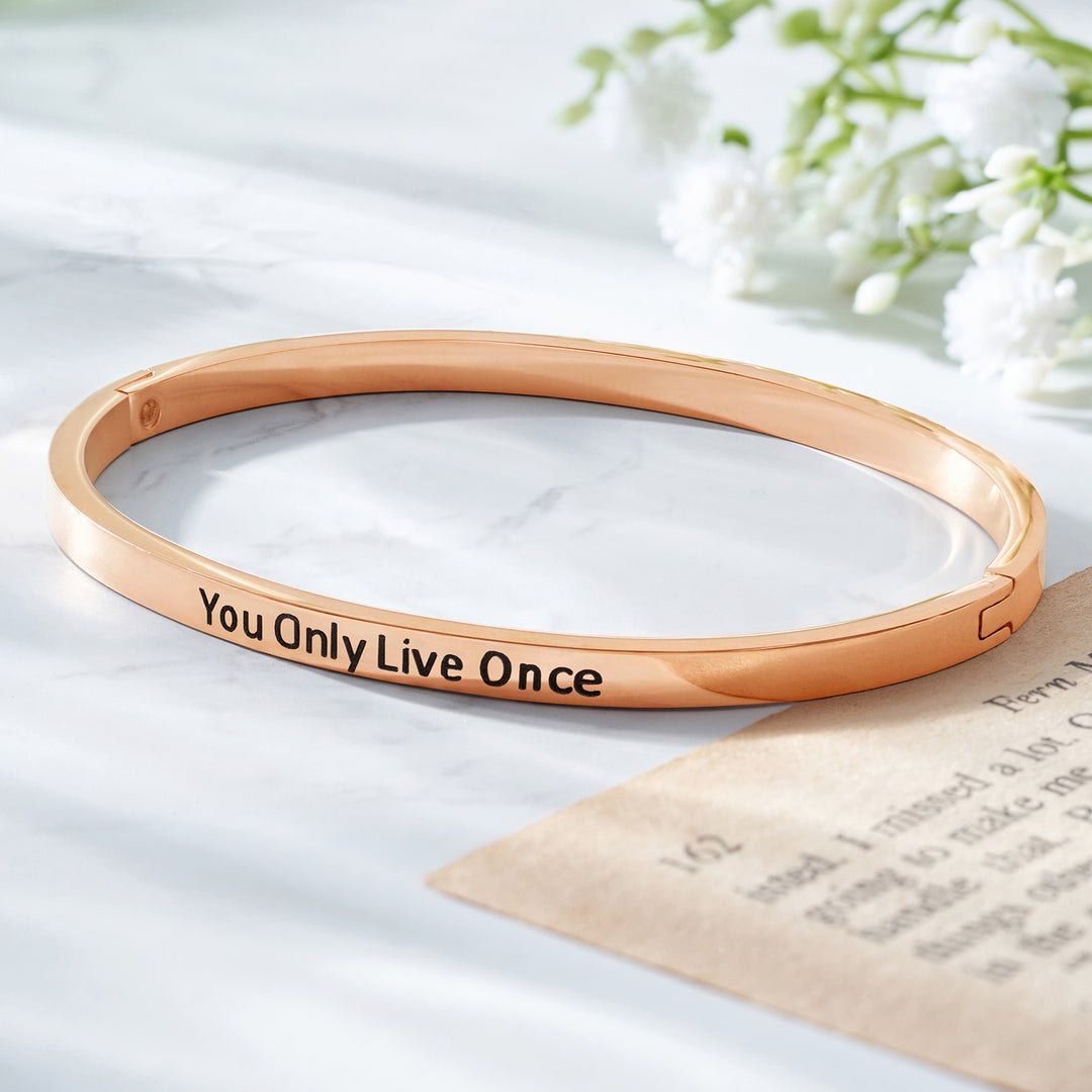 You Only Live Once Rose Gold Mantra Band