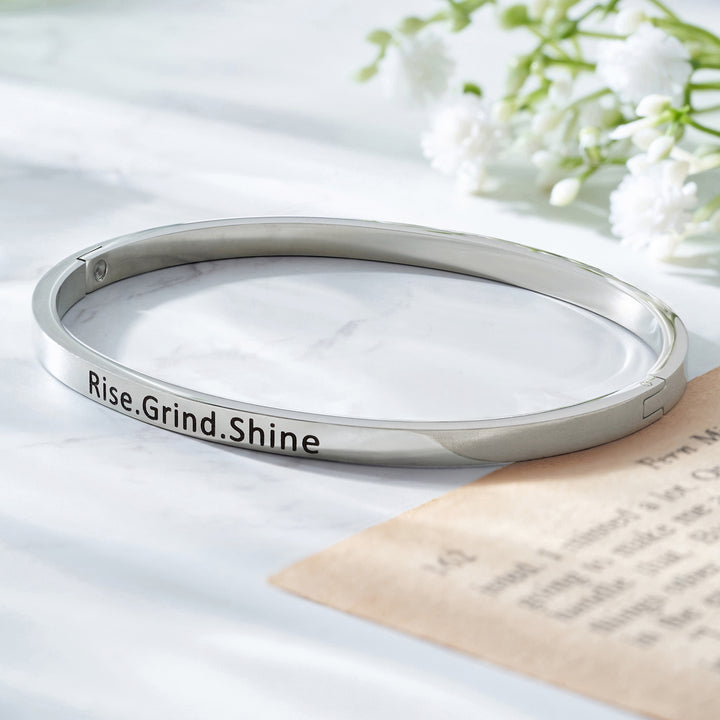 Rise.Grind.Shine Silver Mantra Band