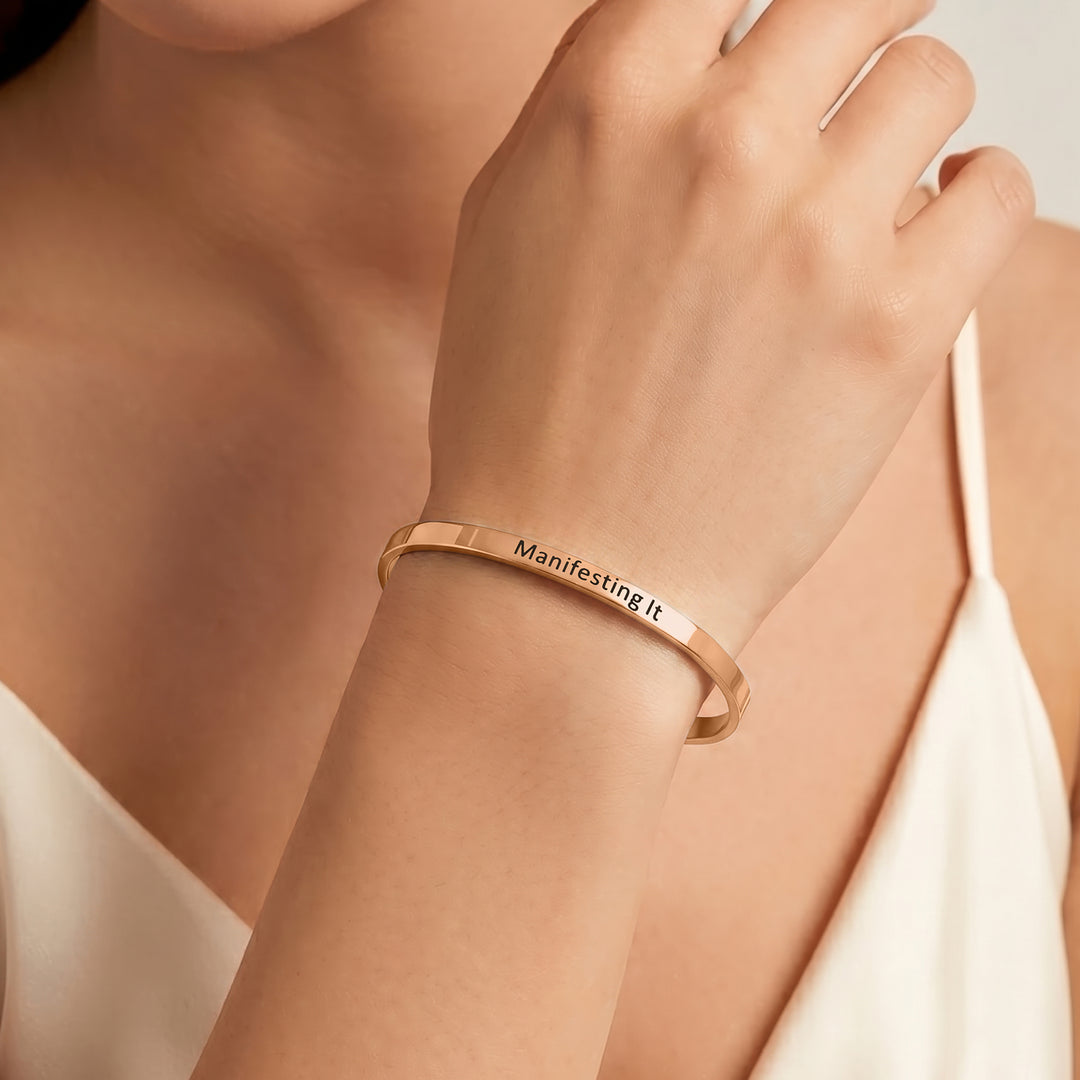 Manifesting It Rose Gold Mantra Band