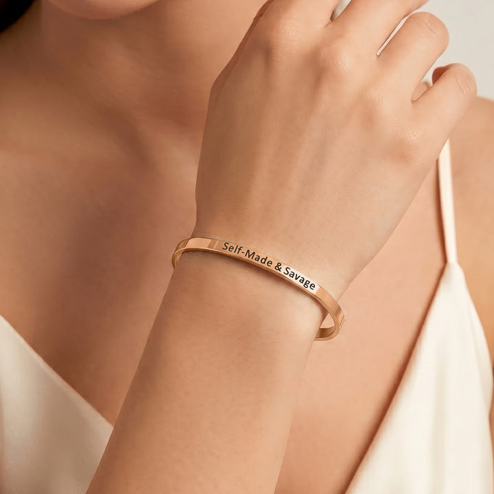 Self-Made & Savage Rose Gold Mantra Band