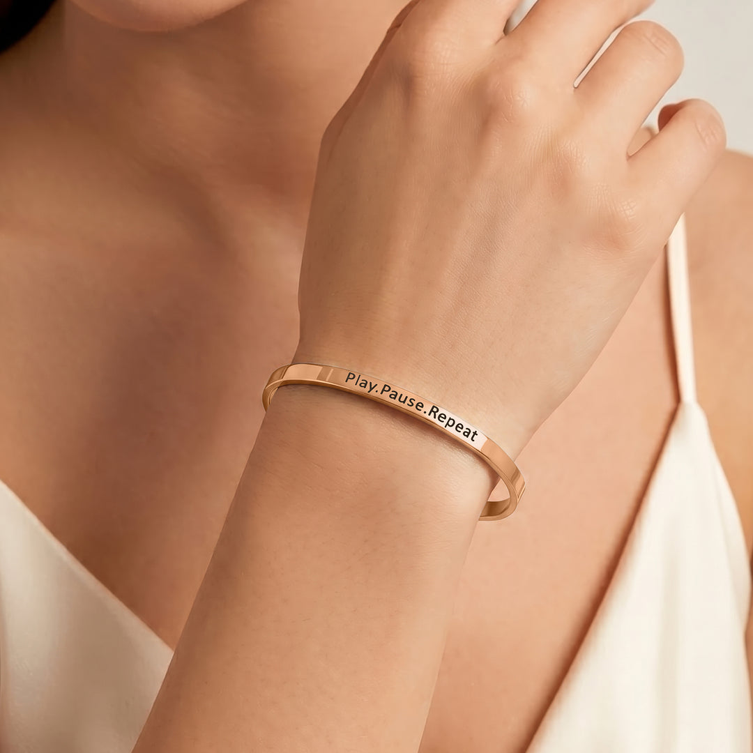 Play.Pause.Repeat Rose Gold Mantra Band