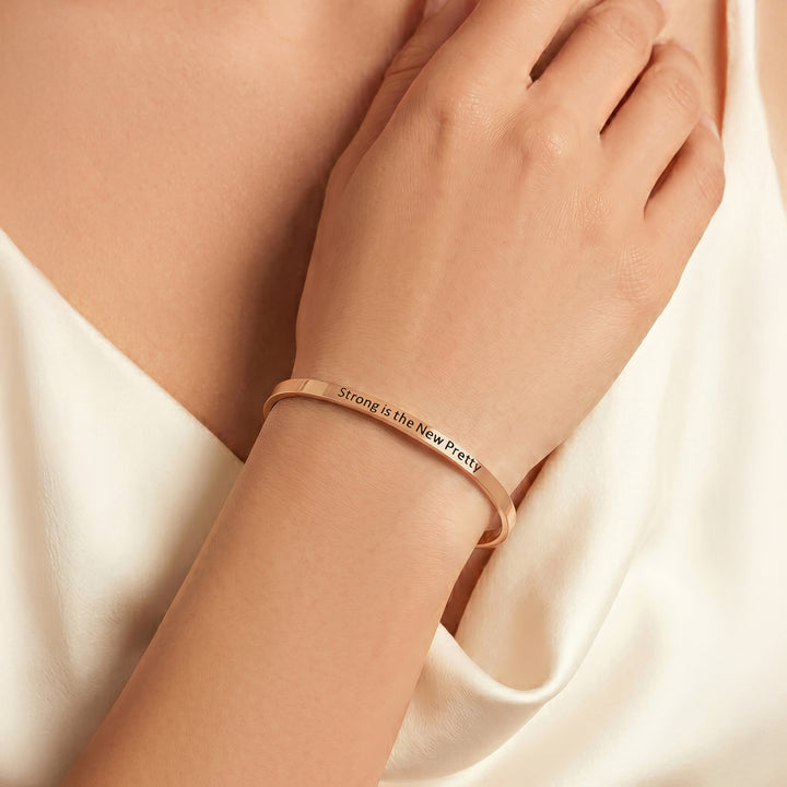 Strong is the New Pretty Rose Gold Mantra Band