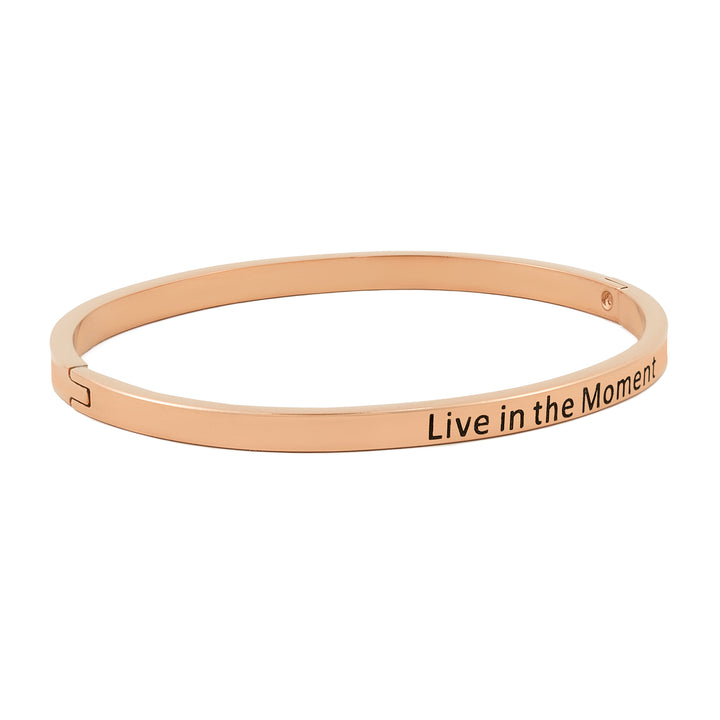 Live in the Moment Rose Gold Mantra Band
