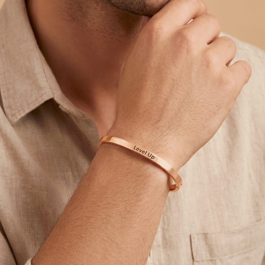 Level Up Rose Gold Mantra Band