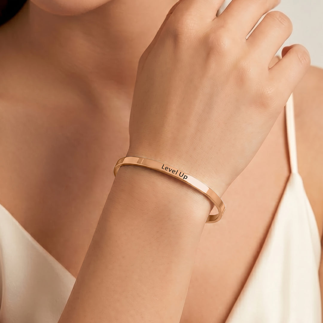 Level Up Rose Gold Mantra Band