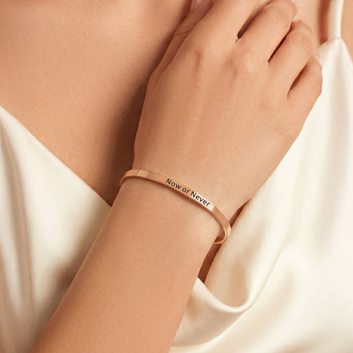 Now or Never Rose Gold Mantra Band