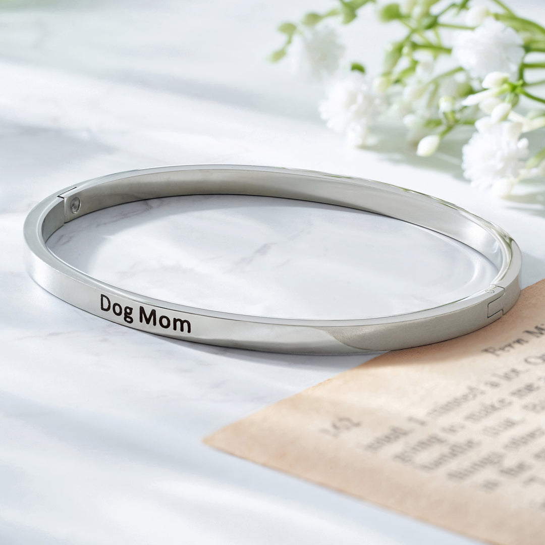 Dog Mom Silver Mantra Band