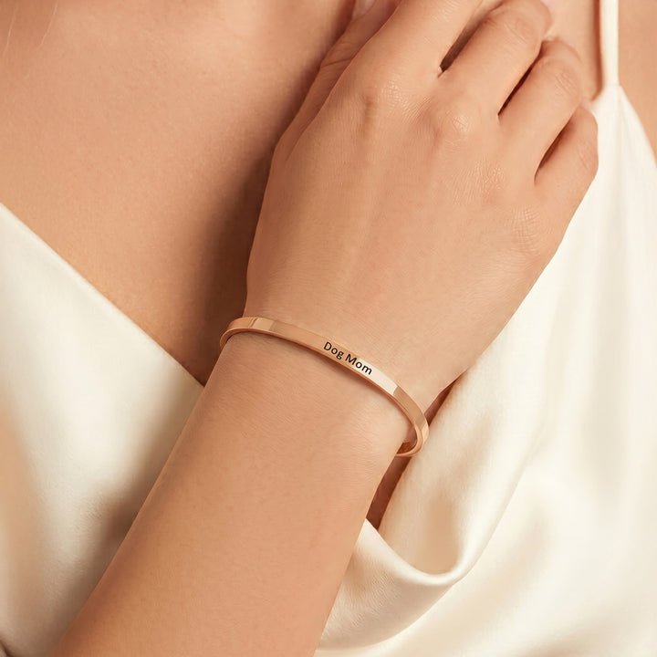 Dog Mom Rose Gold Mantra Band