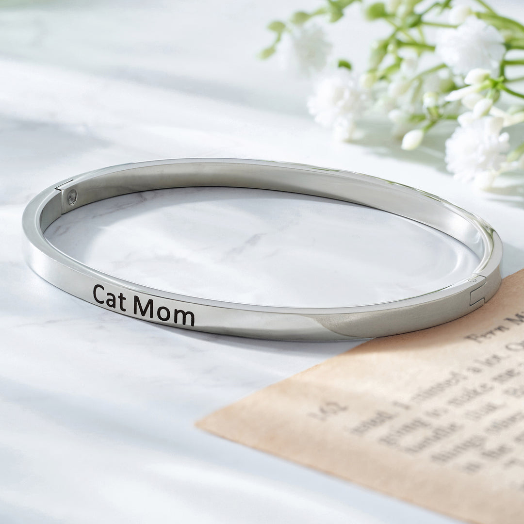 Cat Mom Silver Mantra Band