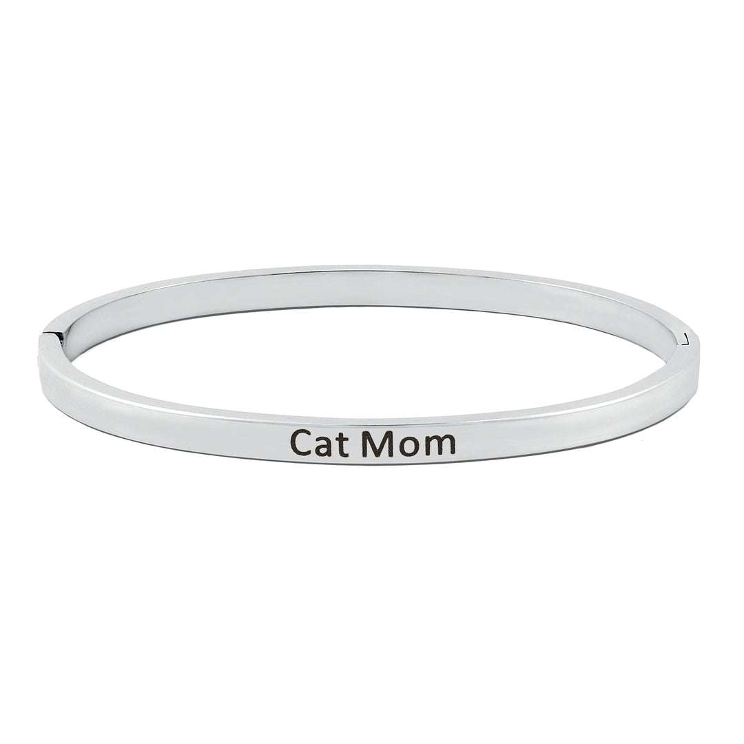 Cat Mom Silver Mantra Band