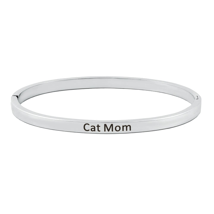 Cat Mom Silver Mantra Band