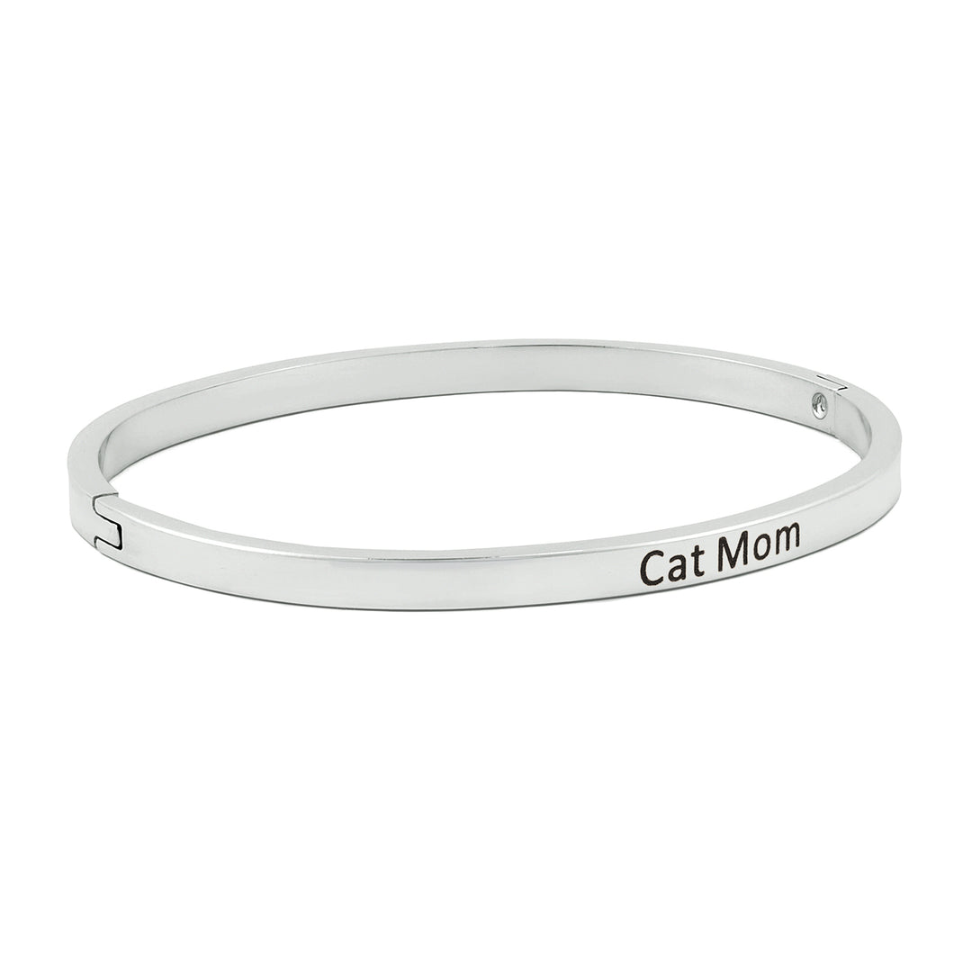 Cat Mom Silver Mantra Band