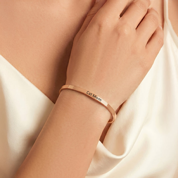 Cat Mom Rose Gold Mantra Band