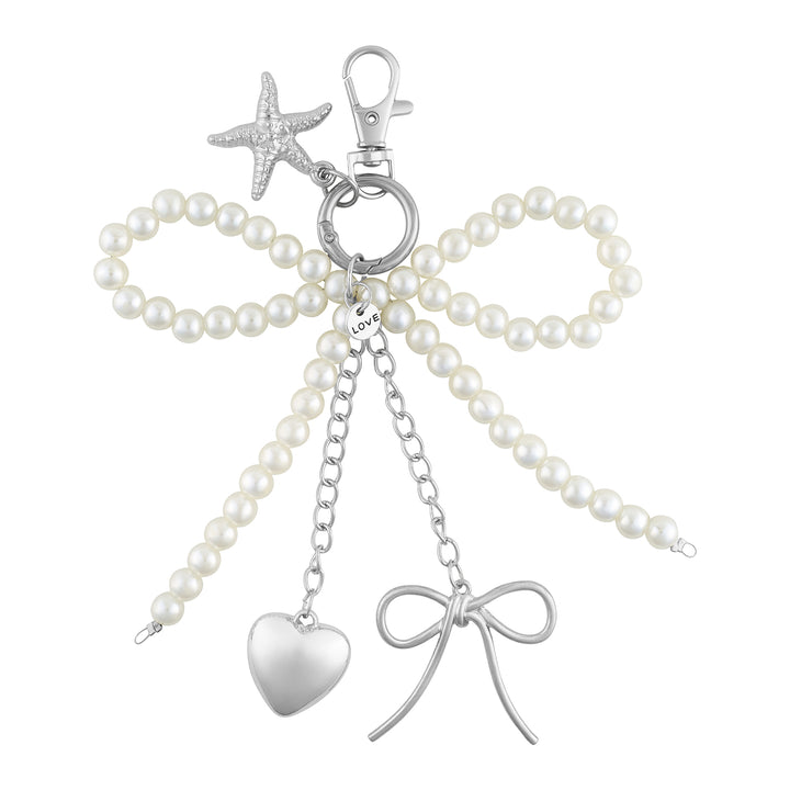 Sea Pearlie Silver Bow Bag Charm