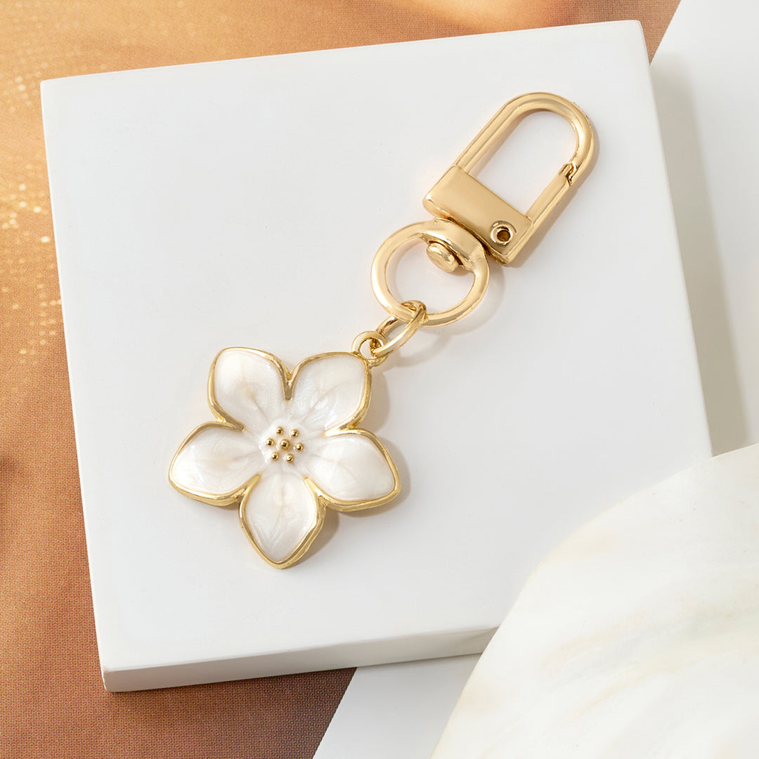 Daisy-Day White Floral Bag Charm