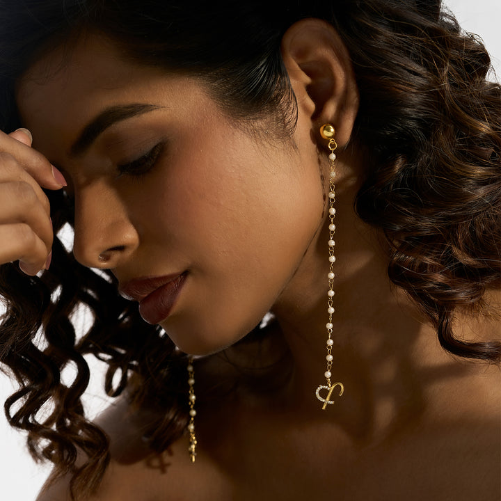 Evania Monogram Gold Earring