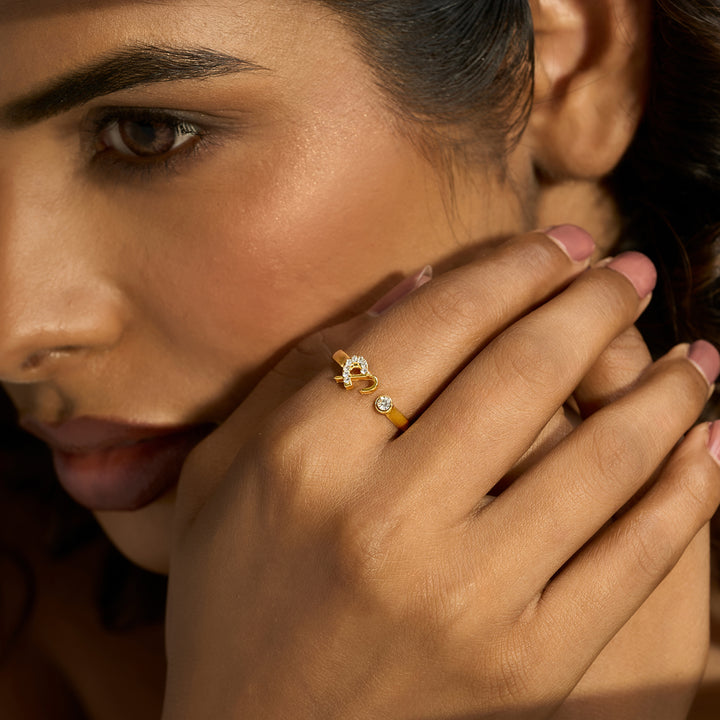 Caelina Monogram Gold Ring