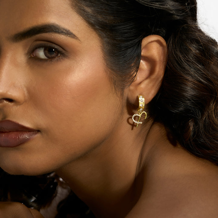 Lysia Monogram Gold Earring