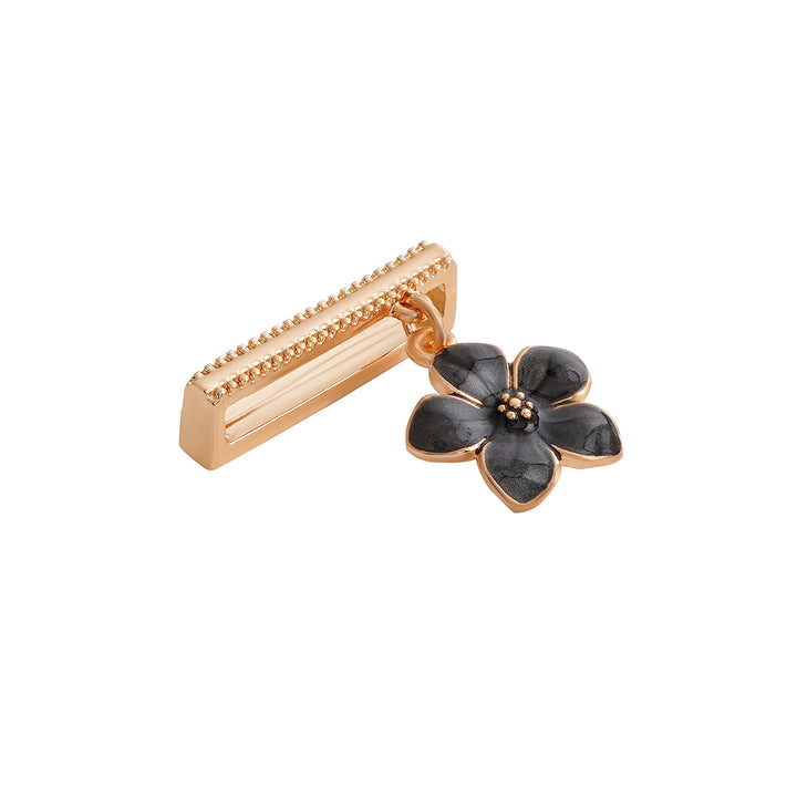 Midnight Blossom Gold & Black Pin Watch Charm
