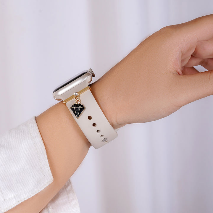 Diamond Bling Gold And Black Ring Watch Charm