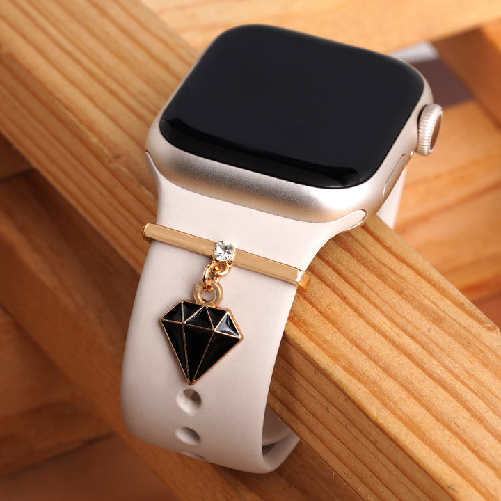 Diamond Bling Gold And Black Ring Watch Charm