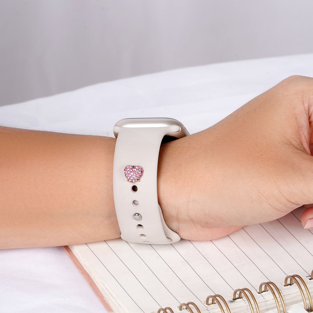 Crystal Heart Pink Pin Watch Charm