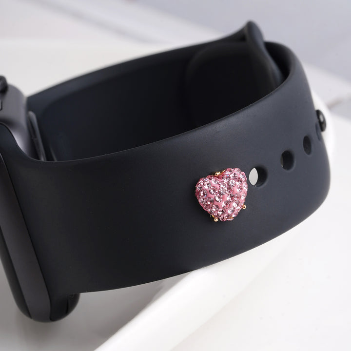 Crystal Heart Pink Pin Watch Charm