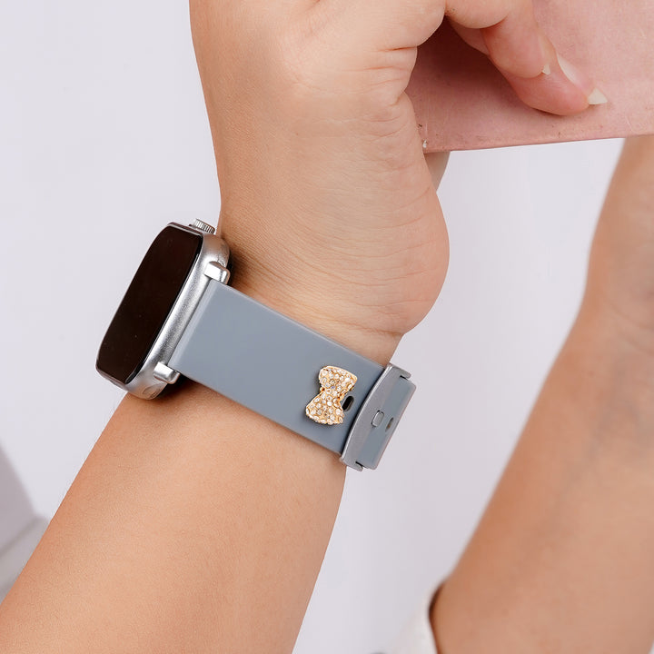 Rhinestone Bow Gold Pin Watch Charm