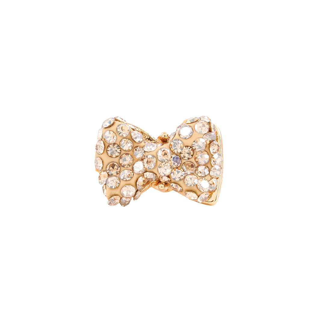 Rhinestone Bow Gold Pin Watch Charm