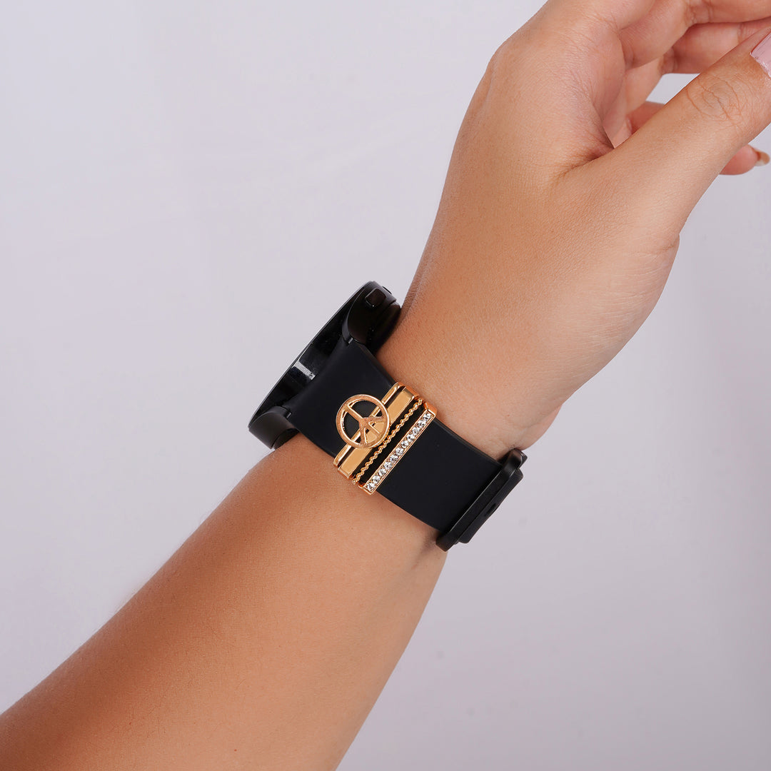 Peace And Rhinestone Bliss Gold Ring Watch Charm