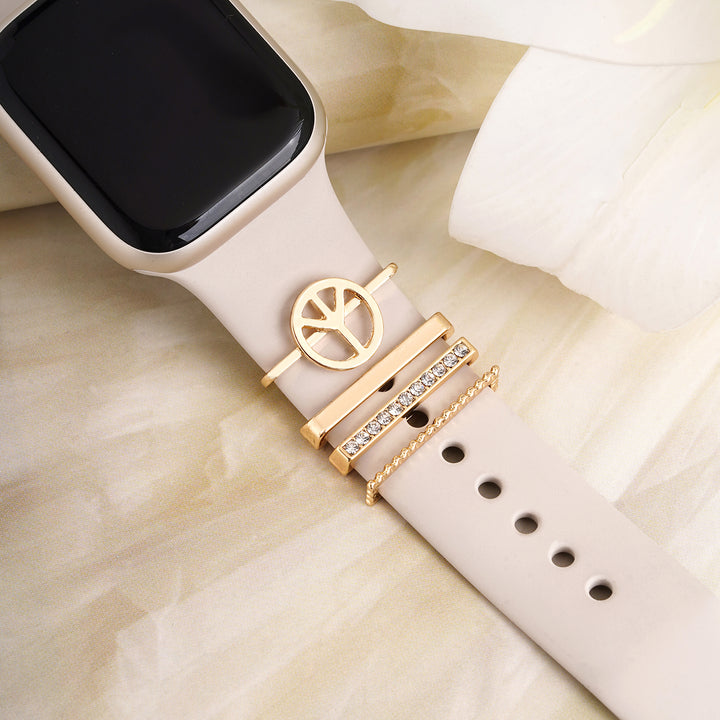 Peace And Rhinestone Bliss Gold Ring Watch Charm