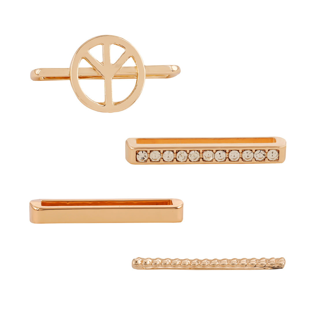 Peace And Rhinestone Bliss Gold Ring Watch Charm