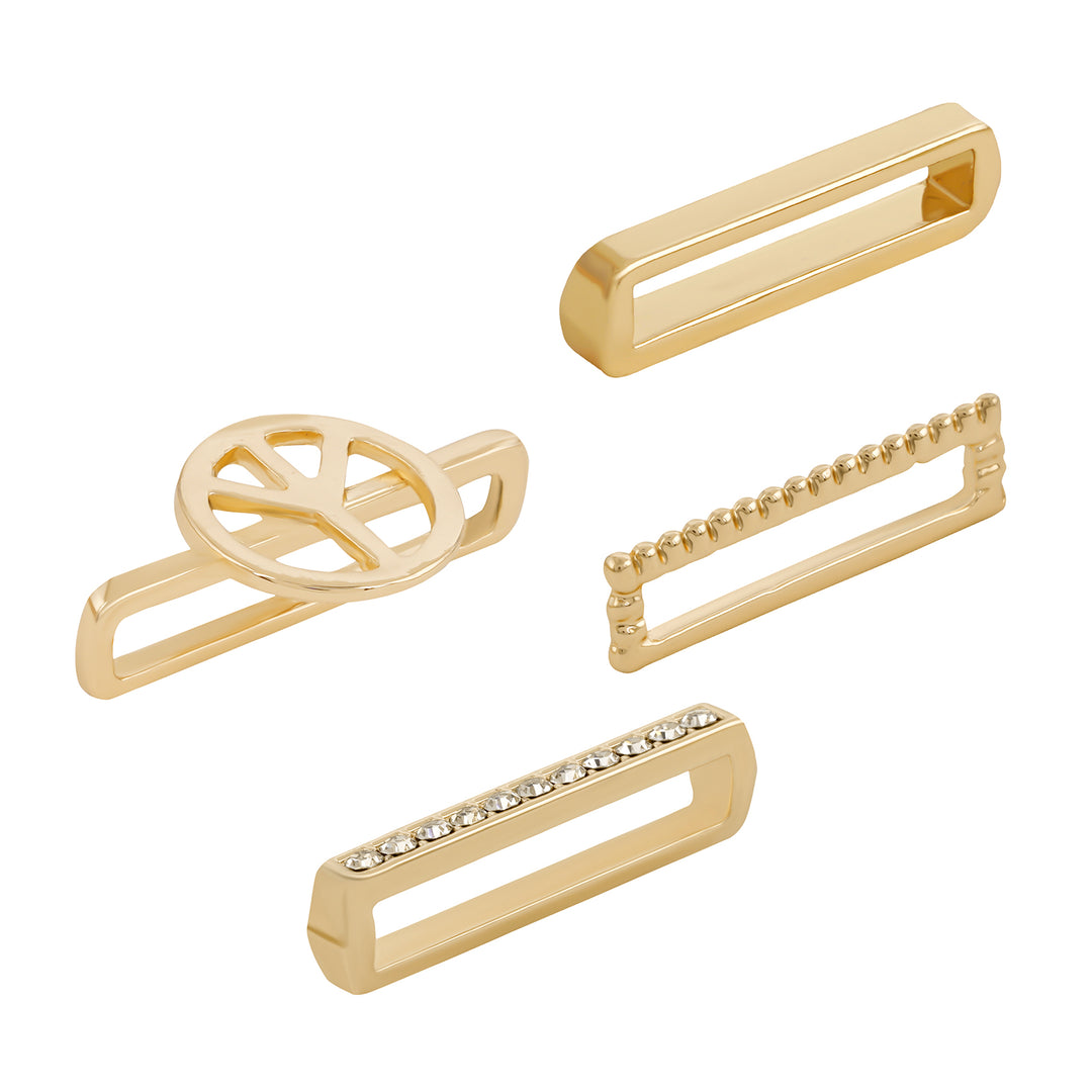 Peace And Rhinestone Bliss Gold Ring Watch Charm