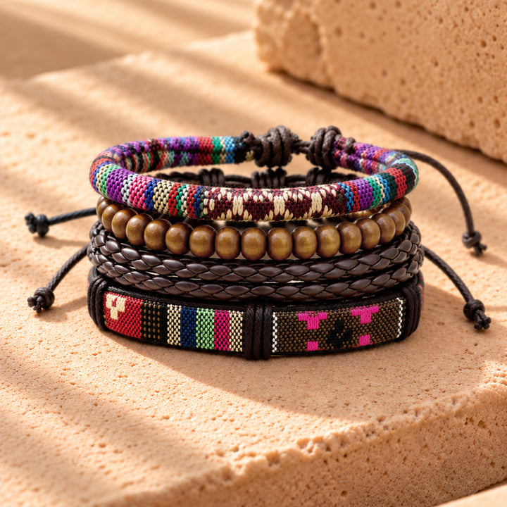Retro Multi color Set of 4 Men's Bracelet