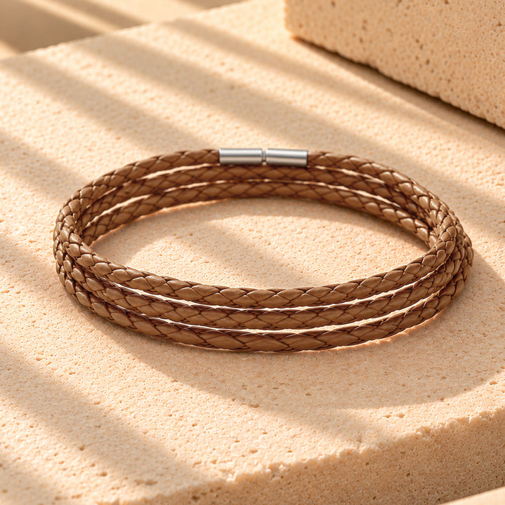 Aaron Braided Wrap Around Tan Men's Bracelet