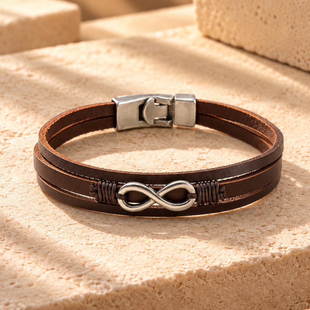 Asher Infinity Multi-Strand Brown Men's Bracelet